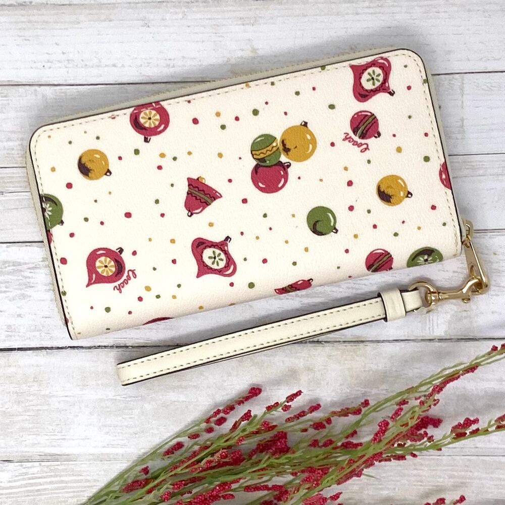 Coach Long Zip Around Wallet With Ornament Print in Chalk White Multi C7410 - Picture 2 of 5